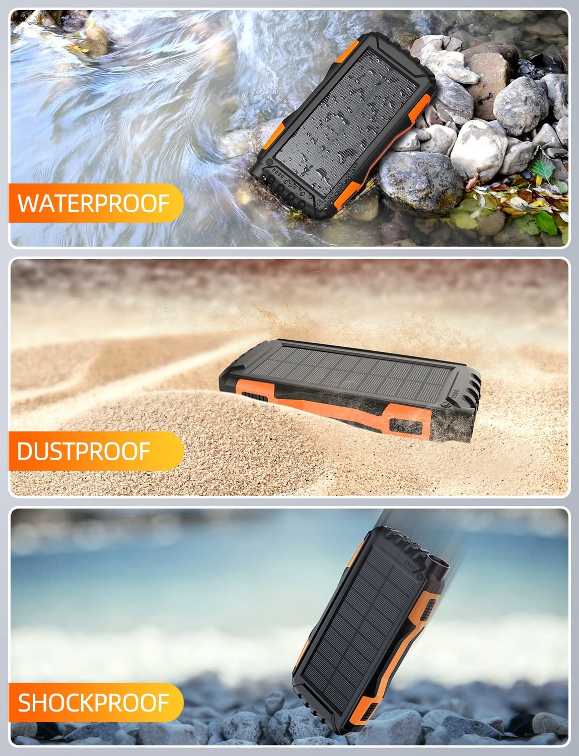 Power Bank Solar Charger - 42800mAh, Waterproof