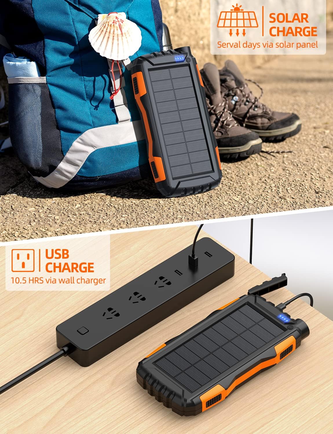 Power Bank Solar Charger - 42800mAh, Waterproof